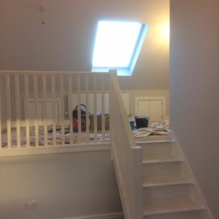 Internal work on a loft conversion including: plaster boarding, plastering, carpentry, painting & MDF inbuilt cupboards - North London