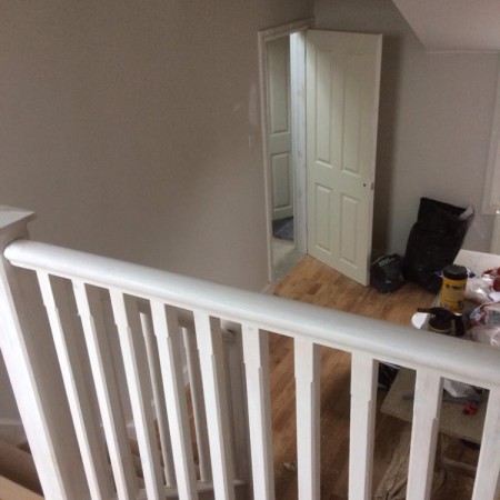 North London loft conversion including: plaster boarding, plastering, carpentry, painting & MDF inbuilt cupboards -