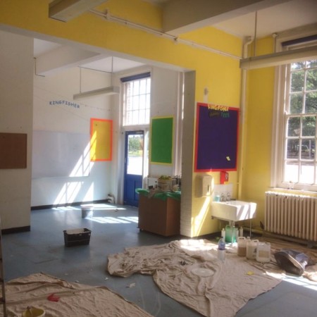 Painting a classroom at Coldfall Primary School, Muswell Hill, London