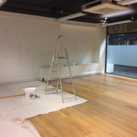 Painting shop unit in the British Design Centre in Islington