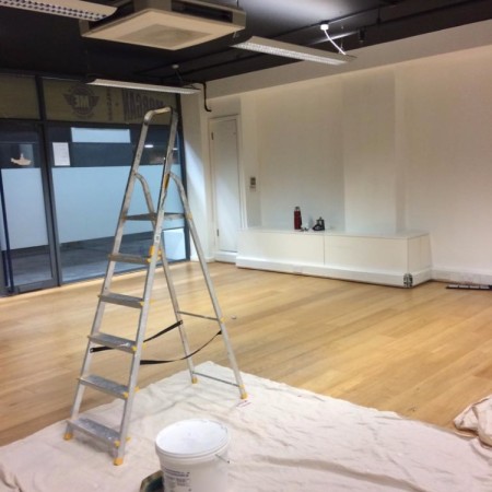 Painting shop unit in the British Design Centre in Islington