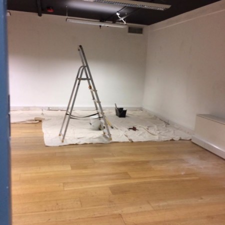 Painting shop unit in the British Design Centre in Islington