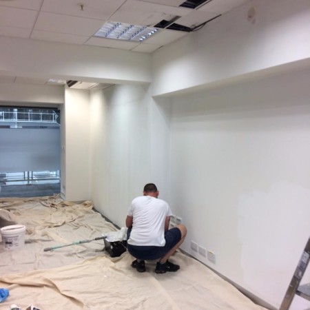 Painting shop unit in the British Design Centre in Islington